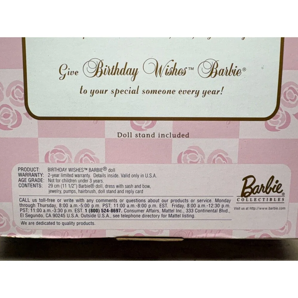 Vtg 1989 Mattel Barbie Doll Birthday Wishes Collector Edition First In A Series